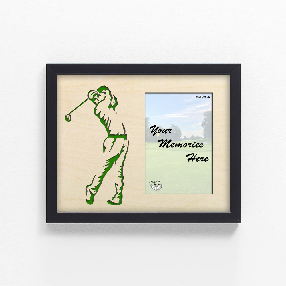 Golfer Wood Art with Vertical Photo